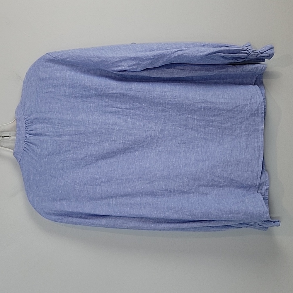 Zara Linen Button Down Ruffle Top - image 4